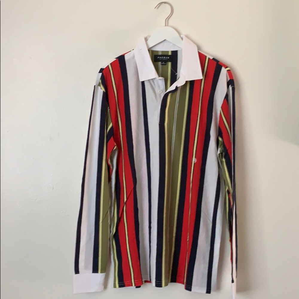 PACSUN Longsleeve Striped Polo